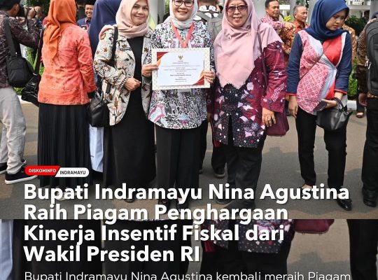 Bupati Indramayu Nina Agustina Raih Piagam Penghargaan Kinerja Insentif Fiskal dari Wakil Presiden RI